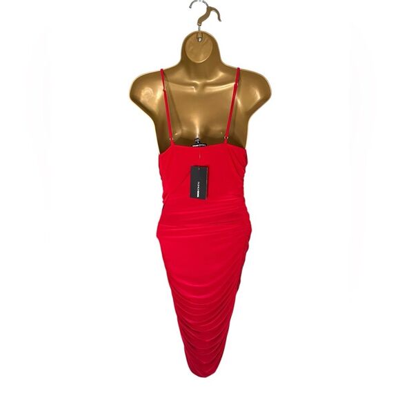 Fashion Nova Lynnea Ruched Midi Dress Red Small - Picture 3 of 6